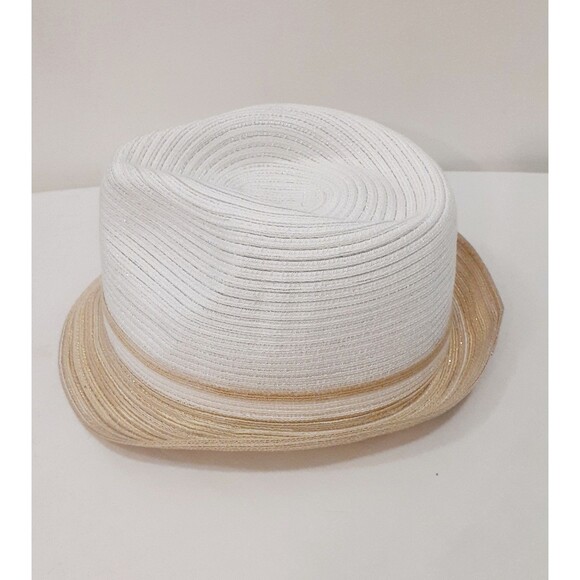 Sun N Sand Headwear Women's Fedora Hat White with Gold Summer Beach One Size - Picture 4 of 9